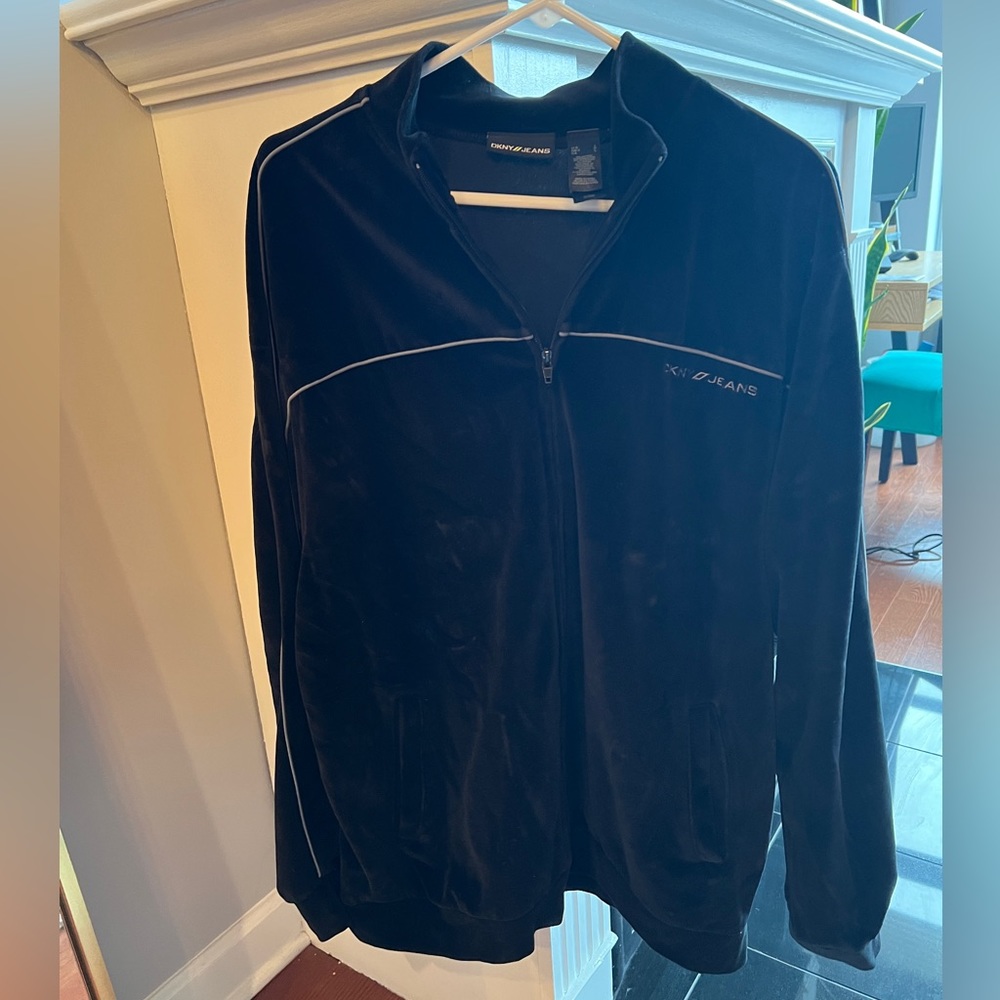 DKNYJEANS velour men’s track jacket
